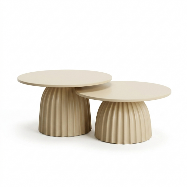 Coffee table set matt sand+light brown spotted
