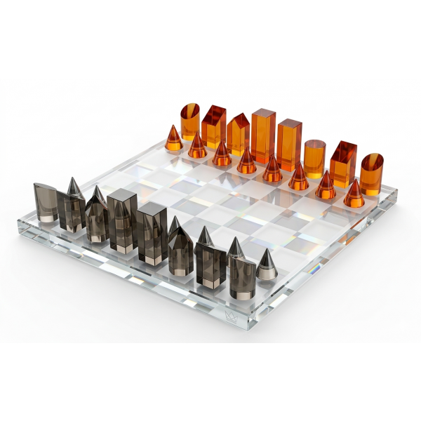 ORANGE/GREY ACRYLIC CHESS WITH PCS 