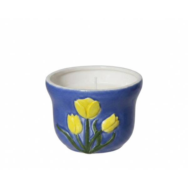 Citronella candle wax round porcelain pot, blue wxx 3col ass outdoor
