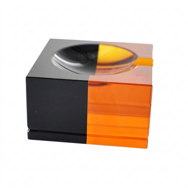 ASHTRAY IN AMBER/BLACK CRYSTAL