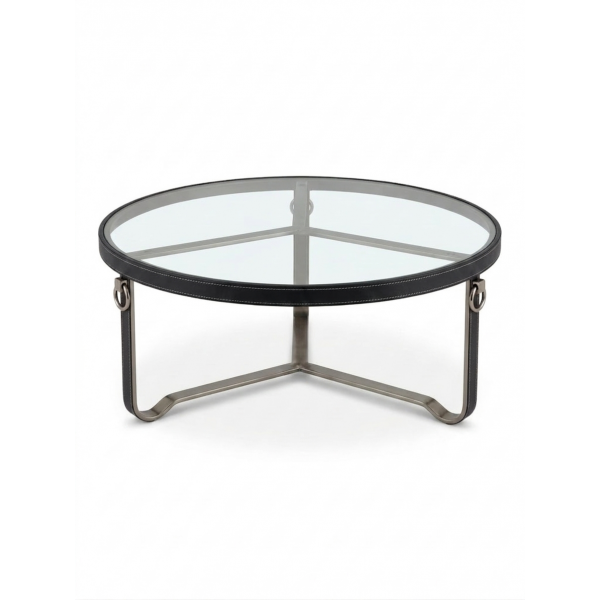 COFFEE TABLE BYRON NICKEL/BLACK/LEATHER