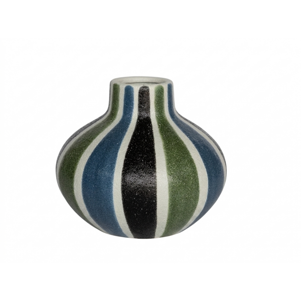 CERAMIC VASE BLACK GREEN WHITE BLUE
