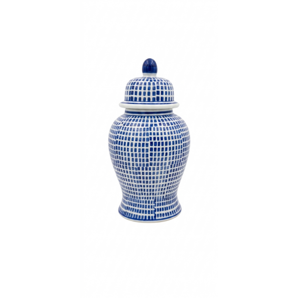 JAR CERAMIC BLUE WHITE MOSAIC 