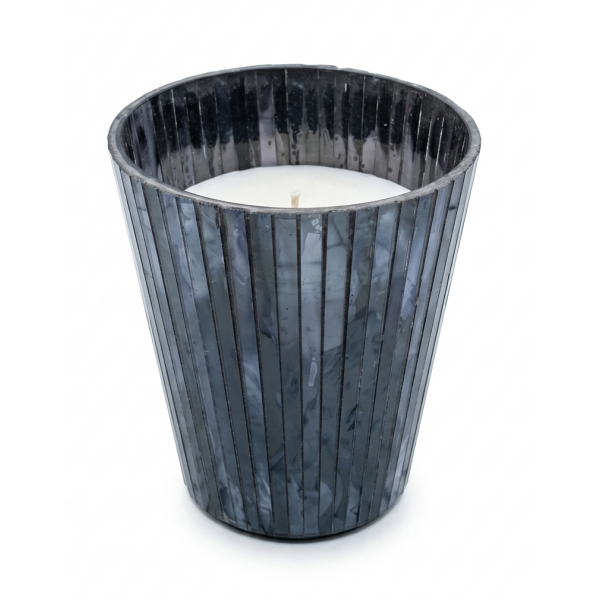 WAX FILLED MOSAIC GLASS VOTIVE LARGE COLOR: 4 ASST. COLOR BLUE