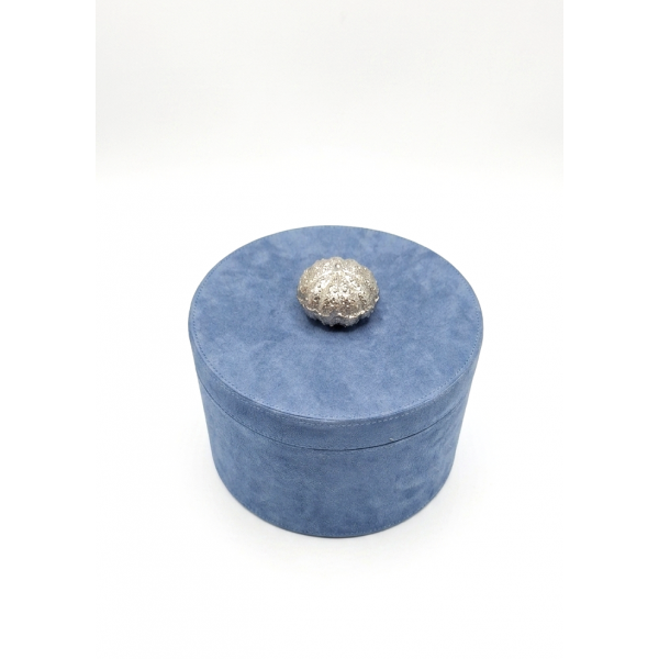 POLY SUEDE BOX WITH METAL ORNAMENT