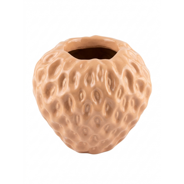 Vase deco STRAWBERRY shiny beige