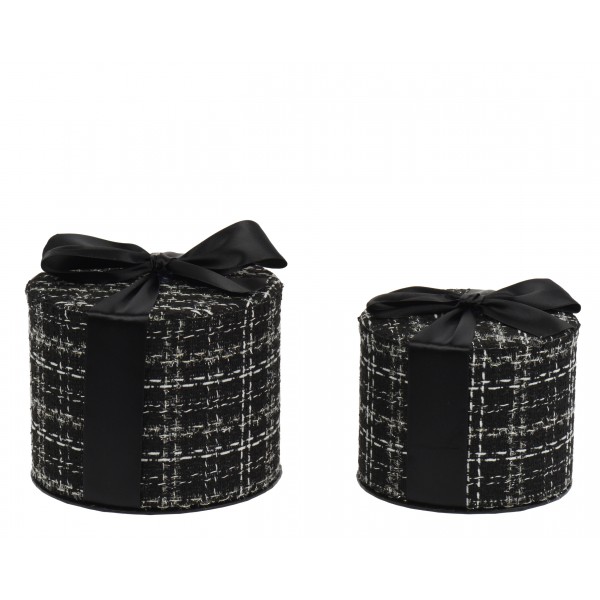 Giftbox cardboard rectangle tweed bow and velvet fsc recycled