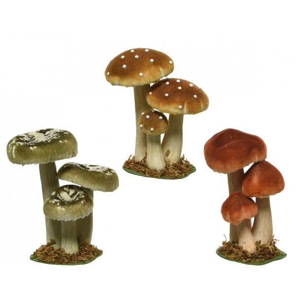 MUSHROOM POLYESTER VELVET GRASS 3 COL ASS