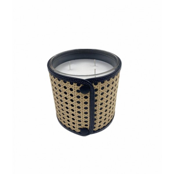 Rattan Black Candle Large