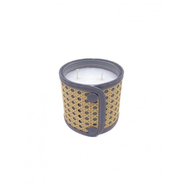 Rattan Grey Candle Medium