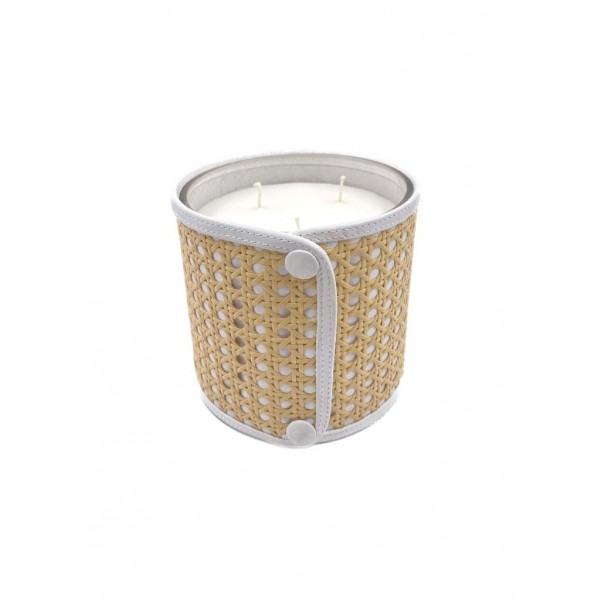Rattan White Candle Large