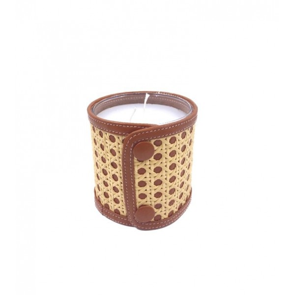 Rattan Cognac Candle Medium