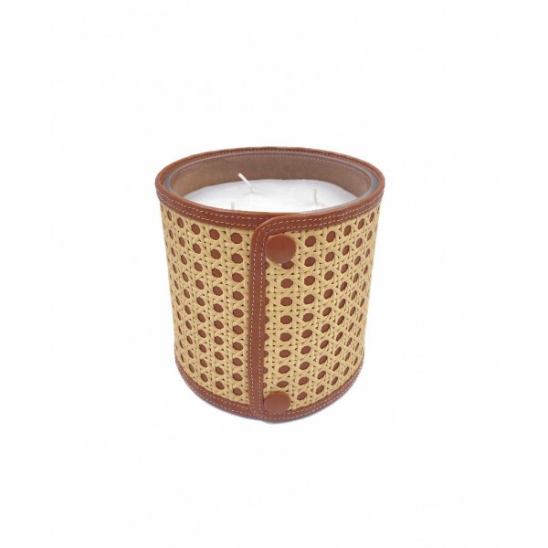 Rattan Cognac Candle Large